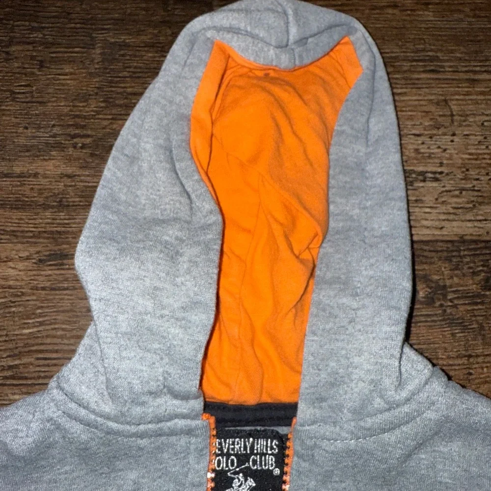 Beverly Hills Polo Club Kids Zip Up Hoodie Gray Orange‎ White Toddler 24M